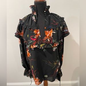 H & M black floral top NEW w tags!!